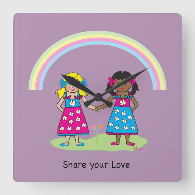 Share the Love - Equality for All Square Wall Clock (Front)