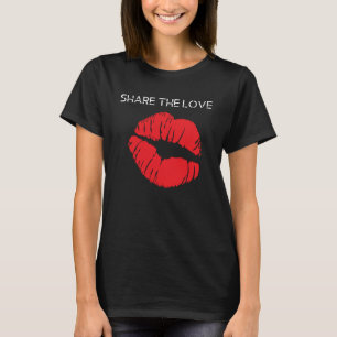 Share The Love Kiss Me Red Lips with Lipstick 80s T-Shirt