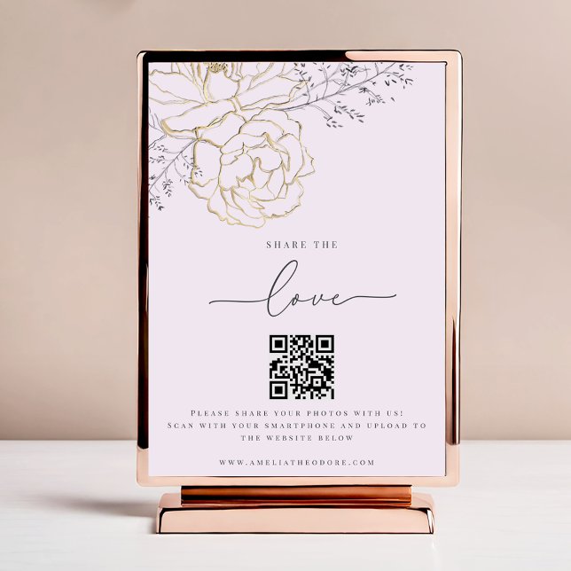 Share the Love Lilac Wedding Photo Share QR Code Print (Creator Uploaded)