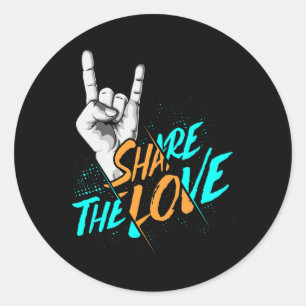 Share The Love Men Women Kids Boys Girls Asl Gift Classic Round Sticker