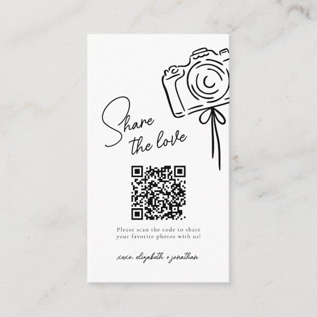 Share The Love Photo Share QR Code Wedding Enclosure Card (Front)