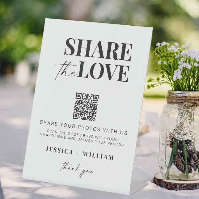 Share the love QR code wedding photo sharing Pedestal Sign (Creator Uploaded)