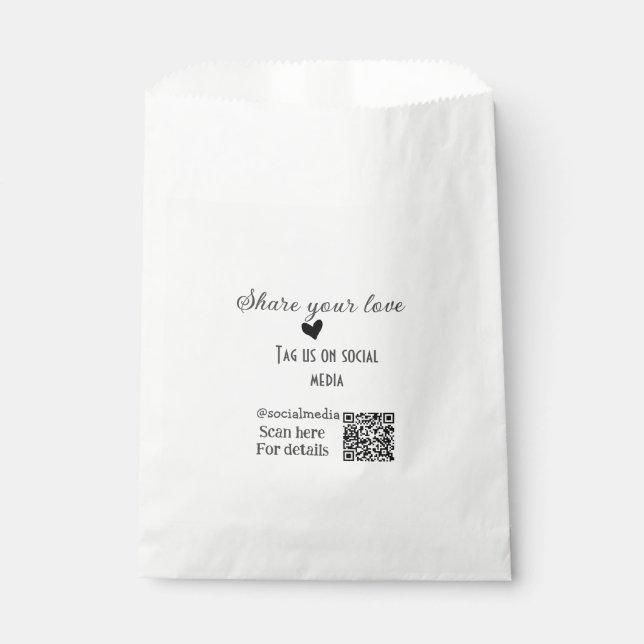 Share the love scan QR code add social details Favour Bag (Front)