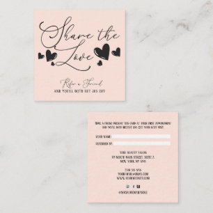 Share the Love Simple Minimal Hearts Script Referral Card