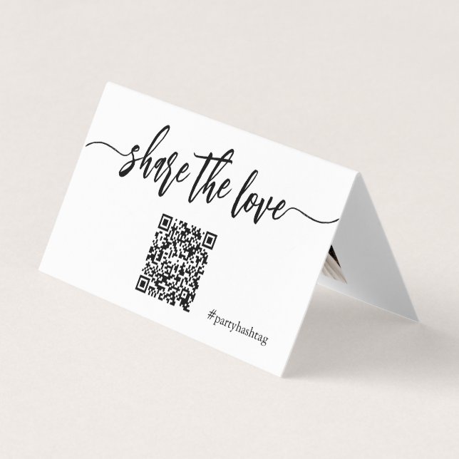 Share the Love Wedding Photos QR Code  Business Card (Front)