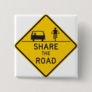 Share the Road Highway Sign 2 Inch Square Button