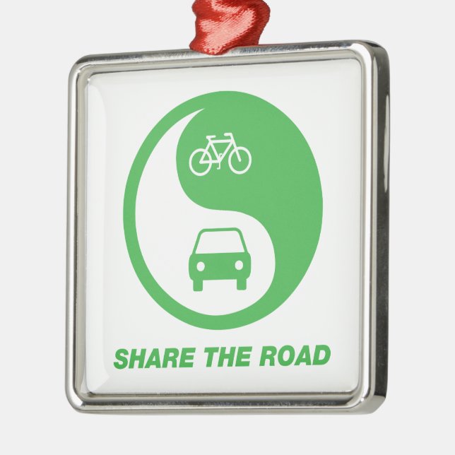 Share the Road Metal Ornament (Left)