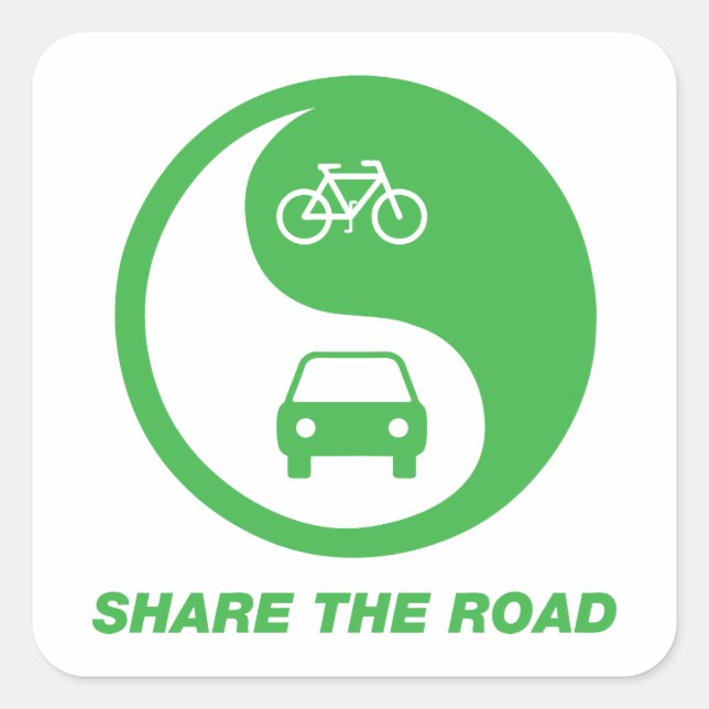 Share the Road Square Sticker (Front)