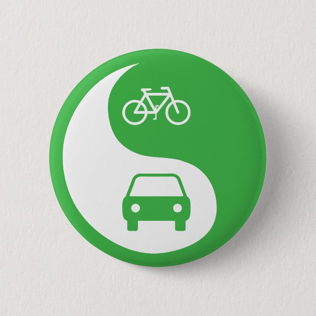 Share the Road Yin Yang 2 Inch Round Button (Front)