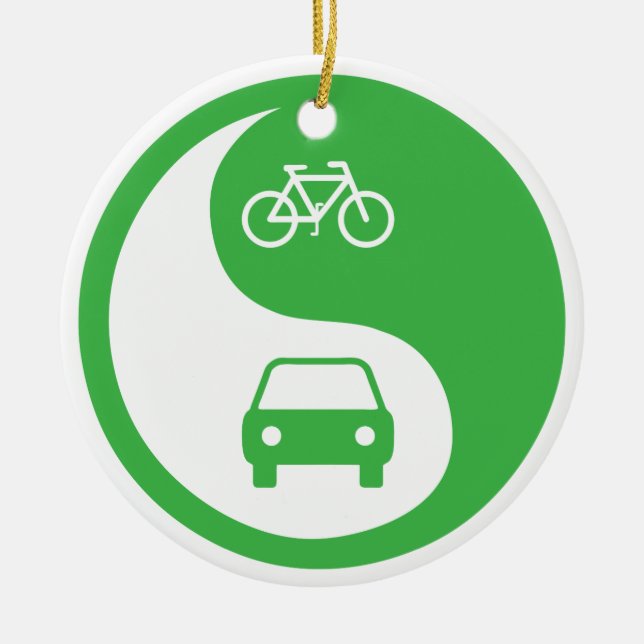 Share the Road Yin Yang Ceramic Ornament (Front)