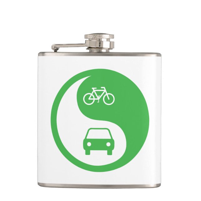 Share the Road Yin Yang Hip Flask (Front)