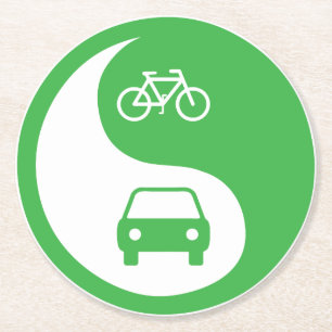 Share the Road Yin Yang Round Paper Coaster