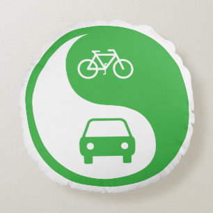 Share the Road Yin Yang Round Pillow