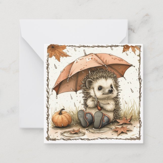 Share the Shelter: Hedgehog Friends in the Rain Card (Front)