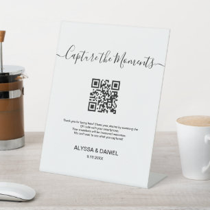 Share Wedding Photo Moments QR code Customizable Pedestal Sign