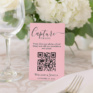 Share Wedding Photos With QR Code Pink Enclosure Card