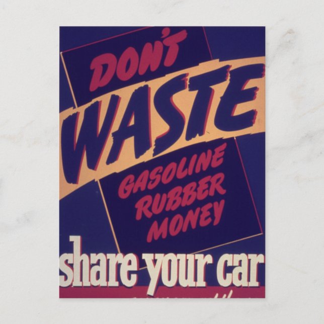 Share Your Car - Vintage Postcard (Front)