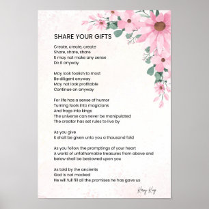 Share Your Gifts Inspirational Empowerment Poem Poster