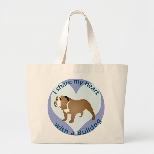 Share Your Heart - BULLDOG Large Tote Bag (Front)