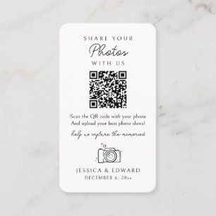 Share Your Photos Memorable Qr Code Simple Wedding Place Card