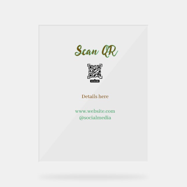 Share your picture scan QR code add website email  Acrylic Sign (Front)
