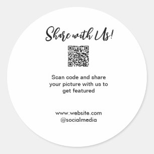 Share your picture scan QR code add website email Classic Round Sticker