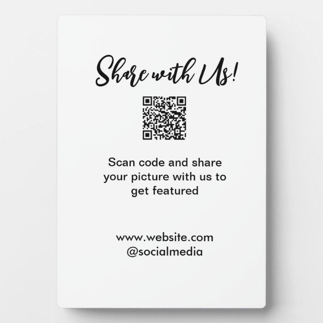 Share your picture scan QR code add website email  Plaque (Front)