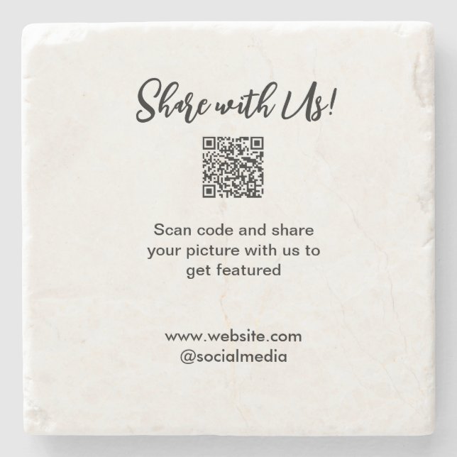 Share your picture scan QR code add website email  Stone Coaster (Front)