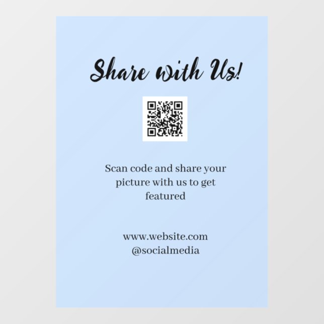 Share your picture scan QR code add website email  Window Cling (Sheet)