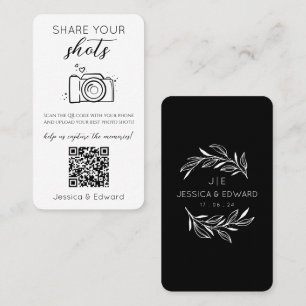 Share Your Shots Memorable Qr Code Black Wedding Place Card