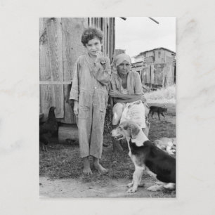 Sharecropper Family with Hound Dog, 1935 Postcard