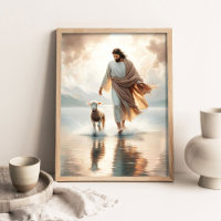 Shared Miracle, Jesus and Lamb, Christian Painting