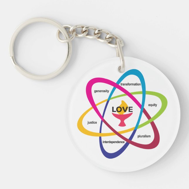 Shared Values Atom - Unitarian Universalist Associ Keychain (Front)