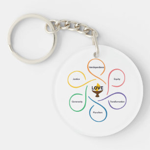Shared Values Flower - Unitarian Universalist Flow Keychain