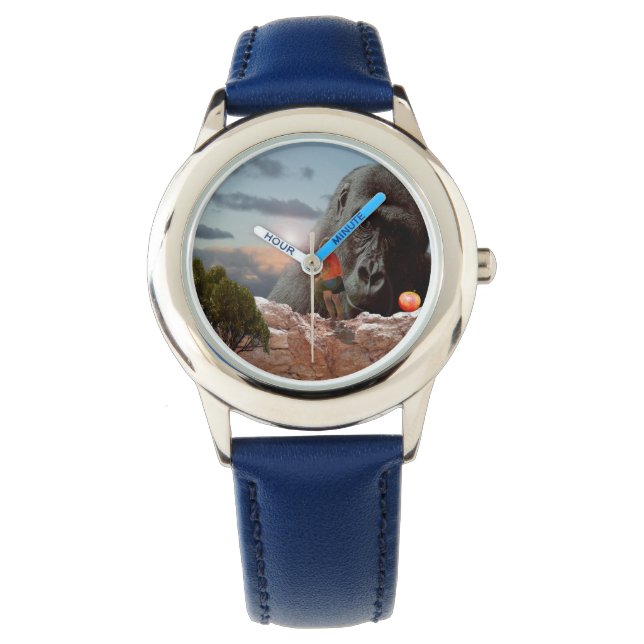 Sharing An Apple With A Gorilla, Kids Leather Watch (Front)