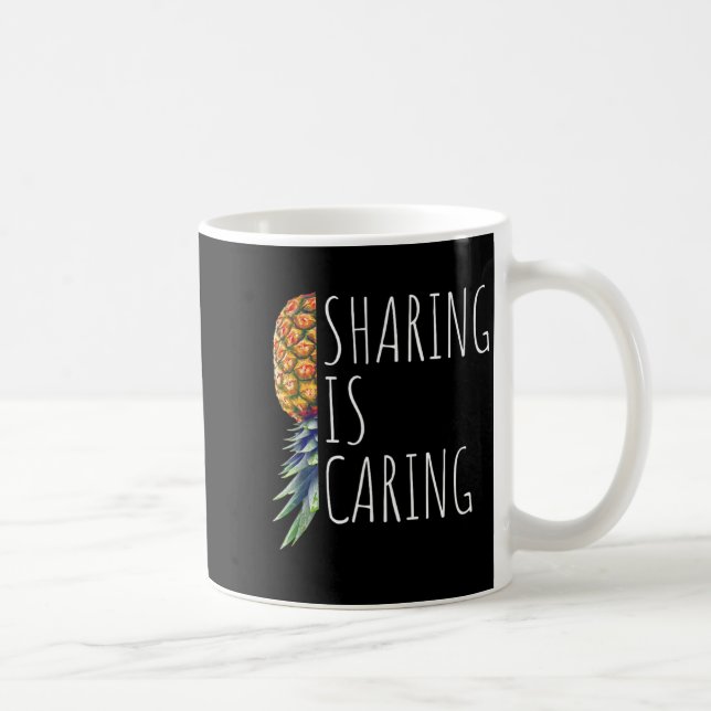 Sharing is Caring Funny Upside Down Pineapple Mens Coffee Mug (Right)