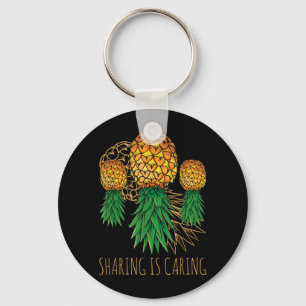 Sharing Is Caring Pineapple Hawaii Fruit Summer Keychain