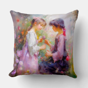 Sharing Roses and Friendship Throw Pillow