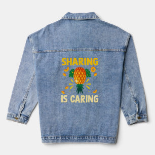 Sharing 's Caring Upside Down Pineapple Swinger Denim Jacket