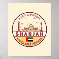Sharjah United Arab Emirates City Skyline Emblem