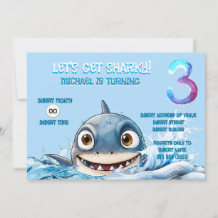 Shark 3rd Birthday Invite   Let’s Get Sharky