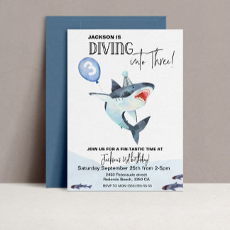Shark 3rd Birthday Kids invitation 