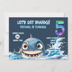 Shark 5th Birthday Invite   Let’s Get Sharky