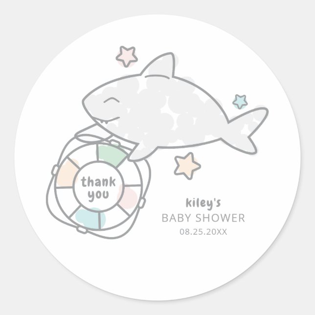Shark Ahoy Classic Round Sticker (Front)