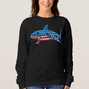 Shark American Flag 4th Of July Kids Boys Jawsome Sweatshirt