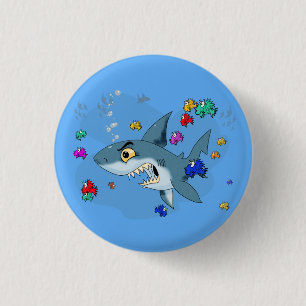 Shark Among Fish 1 Inch Round Button