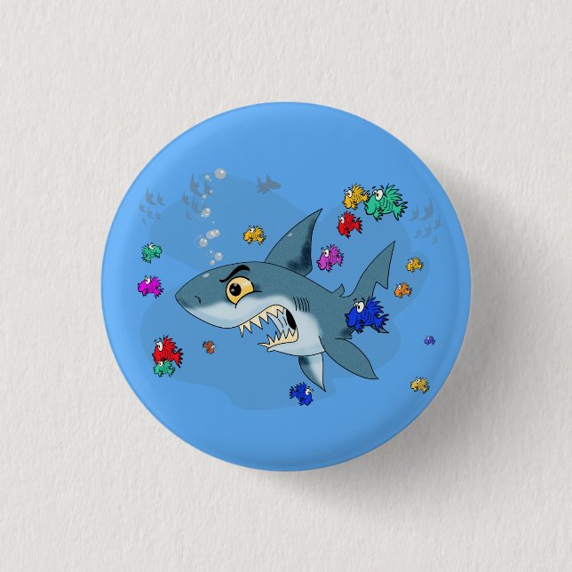 Shark Among Fish 1 Inch Round Button (Front)