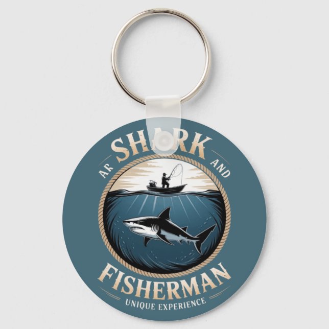 Shark and Fisherman Keychain (Front)