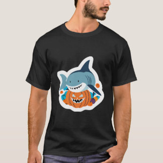 Shark and scary pumpkin T-Shirt