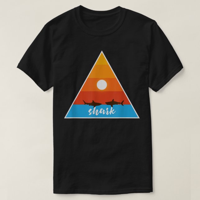 shark Animal Triangle Nature with Sun  T-Shirt (Design Front)